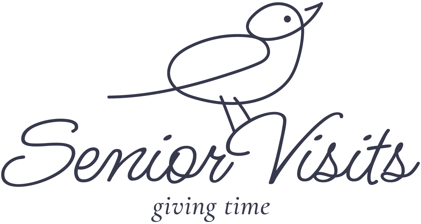 Senior Visits logo, a hand-drawn bird with Senior Vists written in script below